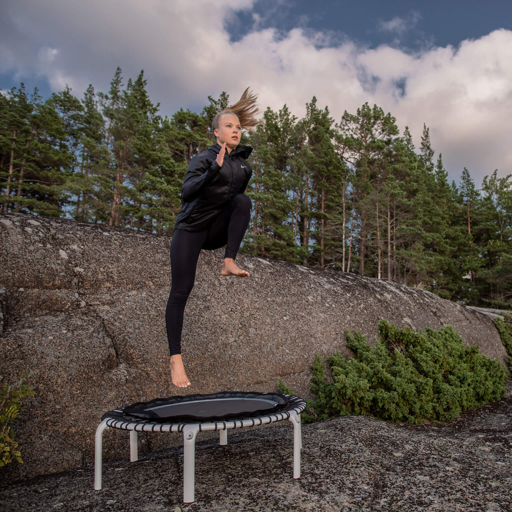 ACON Fit 1,12 m Pyöreä fitness-trampoliini Balance-kahvatangolla - Image 3